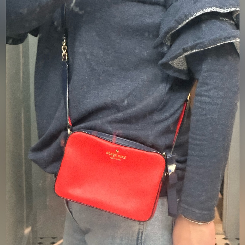 Kate Spade color block red and blue crossbody